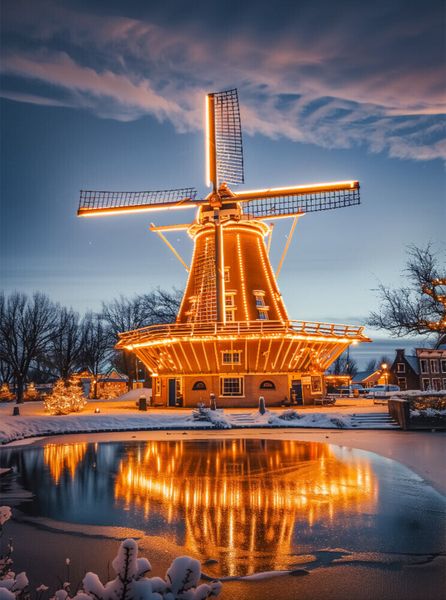 Produktbild: CALVENDO Puzzle Windm&uuml;hlen im Abendlicht, verweben Tr&auml;ume und Geschichten im Gesicht | 2000 Teile Lege-Gr&ouml;&szlig;e 90x67cm Foto-Puzzle f&uuml;r gl&uuml;ckliche Stunde