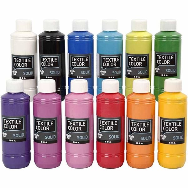 Produktbild: Creativ Company Textile Solid, Acryllack deckend, sortierte Farben, 12x250 ml