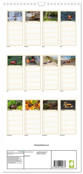 Produktbild: Familienplaner 2026 - Tabakpfeifenkunst mit 5 Spalten (Wandkalender, 21 x 45 cm) CALVENDO