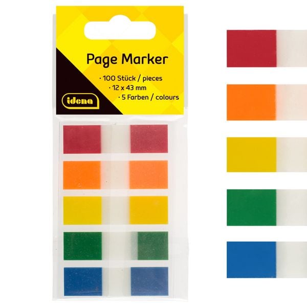 Produktbild: Idena Page Marker Strips 5 Farben 12x43mm 100 St&uuml;ck