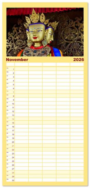 Produktbild: Familienplaner 2026 - Buddhas & Bhodisattvas mit 5 Spalten (Wandkalender, 21 x 45 cm) CALVENDO