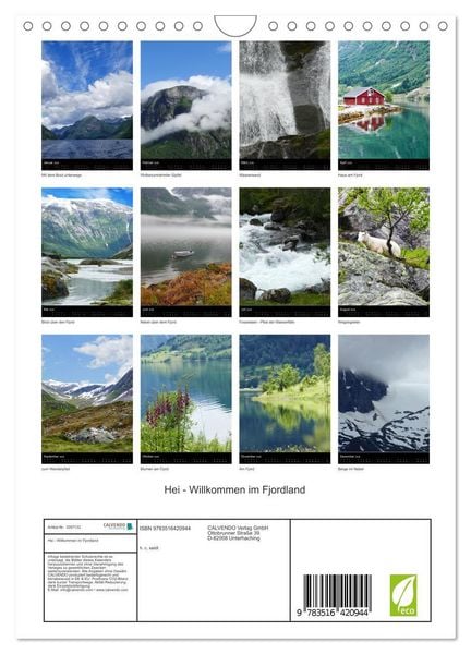 Produktbild: Hei - Willkommen im Fjordland (Wandkalender 2026 DIN A4 hoch), CALVENDO Monatskalender