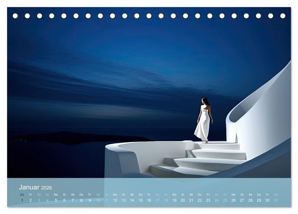Produktbild: Santorini, Griechenland -Romatische Abendstimmung- (Tischkalender 2026 DIN A5 quer), CALVENDO Monatskalender