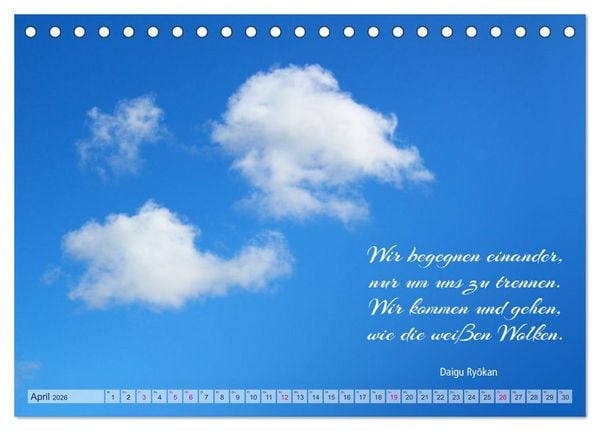 Produktbild: Die Wolken: "Schauspieler der L&uuml;fte" (Tischkalender 2026 DIN A5 quer), CALVENDO Monatskalender