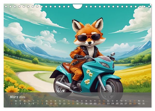 Produktbild: Tierische Motorradfahrer (Wandkalender 2026 DIN A4 quer), CALVENDO Monatskalender