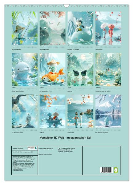 Produktbild: Verspielte 3D Welt - Im japanischen Stil (Wandkalender 2026 DIN A2 hoch), CALVENDO Monatskalender
