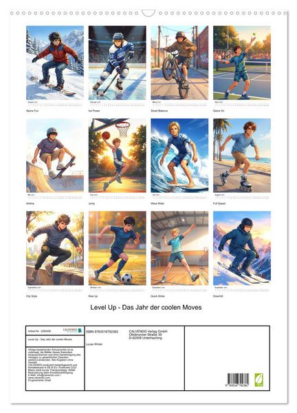 Produktbild: Level Up - Das Jahr der coolen Moves (Wandkalender 2027 DIN A2 hoch), CALVENDO Monatskalender