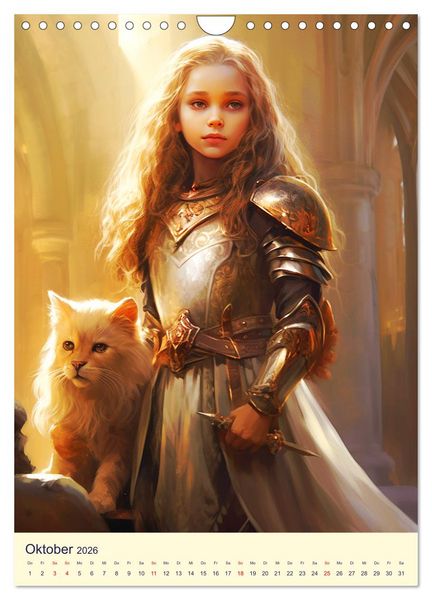 Produktbild: Kinder-Fantasy. Edle Burgfr&auml;ulein und Ritter im Mittelalter (Wandkalender 2026 DIN A4 hoch), CALVENDO Monatskalender