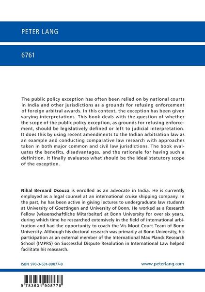 Produktbild: Should the public policy exception be statutorily defined? The example of Indian arbitration law