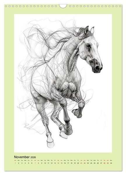 Produktbild: Sketchy Power Horses (Wall Calendar 2026 DIN A3 portrait), CALVENDO 12 Month Wall Calendar