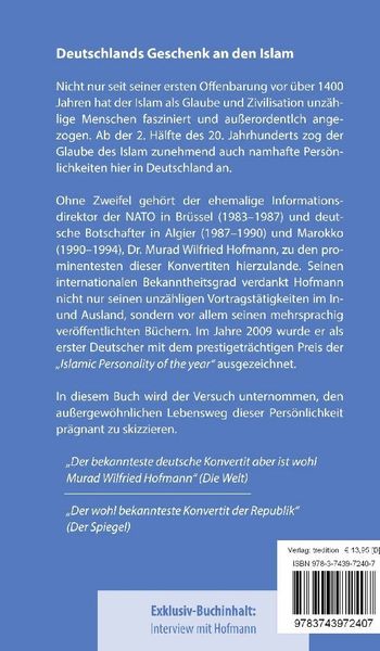 Produktbild: Murad Wilfried Hofmann &ndash; Deutschlands Geschenk an den Islam