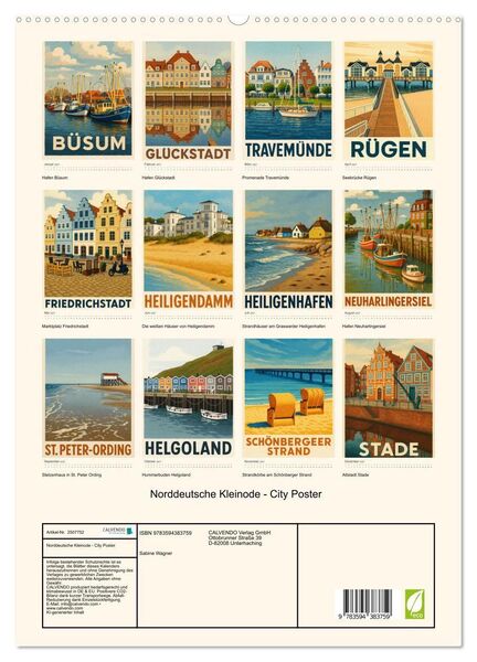 Produktbild: Norddeutsche Kleinode - City Poster (hochwertiger Premium Wandkalender 2027 DIN A2 hoch), Kunstdruck in Hochglanz