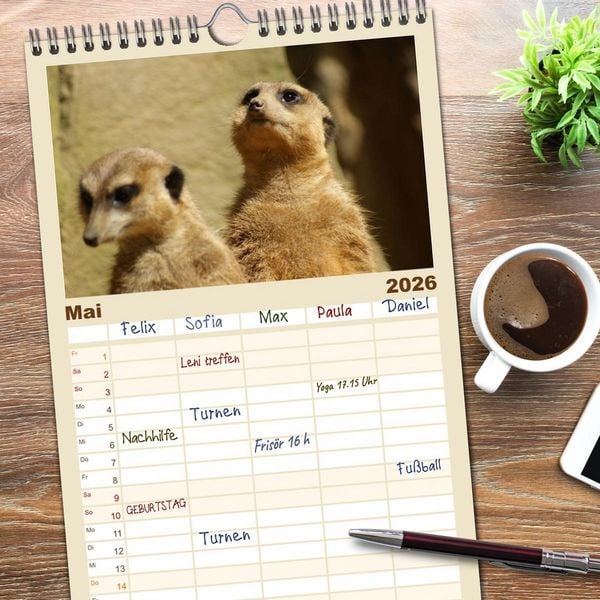 Produktbild: Familienplaner 2026 - Erdm&auml;nnchen: Zusammen sind wir stark mit 5 Spalten (Wandkalender, 21 x 45 cm) CALVENDO