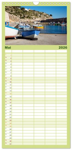 Produktbild: Familienplaner 2026 - Der K&uuml;ste entlang im Salento mit 5 Spalten (Wandkalender, 21 x 45 cm) CALVENDO