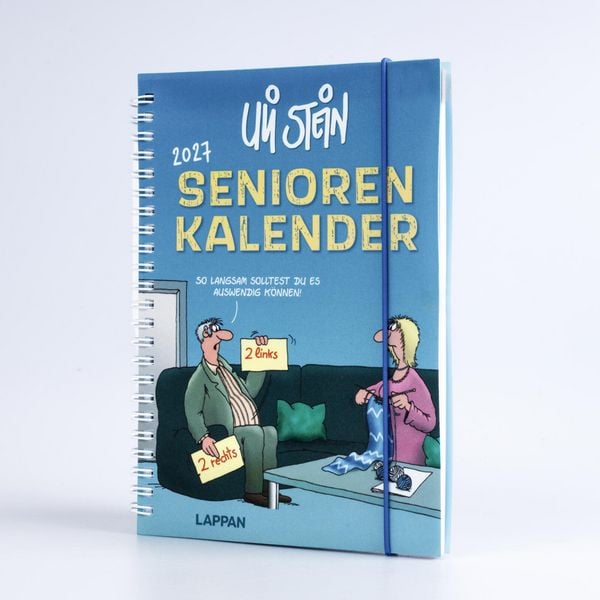 Produktbild: Uli Stein Senioren-Kalender 2027 mit Spiralbindung und Gummiband
