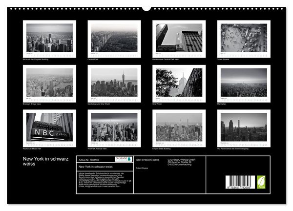 Produktbild: New York in schwarz weiss (hochwertiger Premium Wandkalender 2026 DIN A2 quer), Kunstdruck in Hochglanz