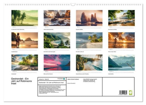 Produktbild: Gestrandet - Ein Jahr auf Robinsons Insel (Wandkalender 2026 DIN A2 quer), CALVENDO Monatskalender