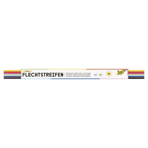 Produktbild: Folia Flechtstreifen 130g/m&sup2;, 50x2,0cm, 200 Streifen 10-farbig sortiert
