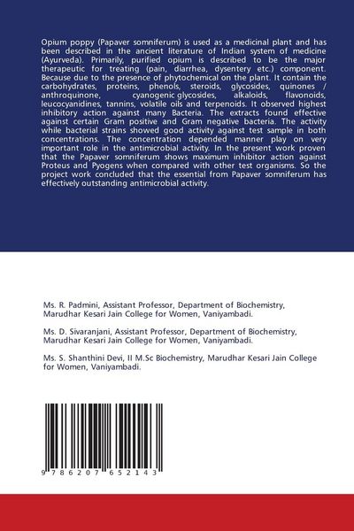 Produktbild: Invitro Phytochemical and Antibacterial Activity Of Papaver Somniferum