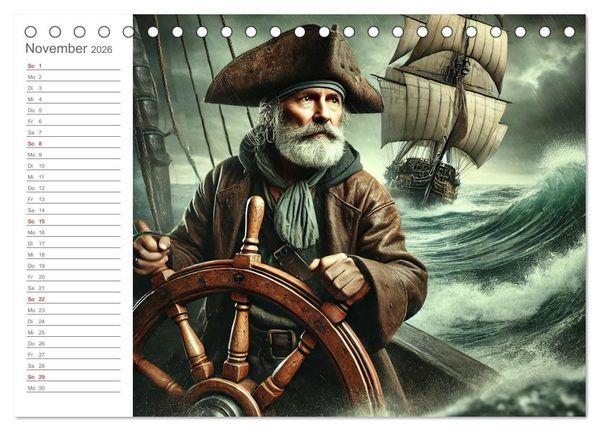Produktbild: KI Piraten - Abenteuer der Seer&auml;uber auf hoher See (Tischkalender 2026 DIN A5 quer), CALVENDO Monatskalender