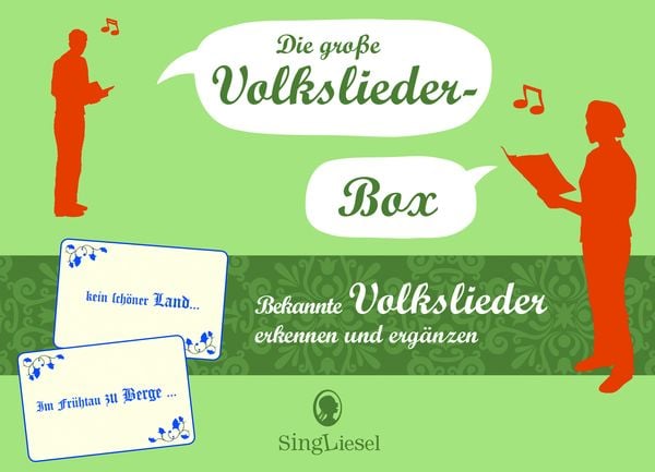 Produktbild: Die gro&szlig;e Volkslieder-Quiz-Box f&uuml;r Senioren. Das Spiel rund um bekannte Volkslieder f&uuml;r Senioren. Auch mit Demenz. Spiele Box mit 100 Karten.
