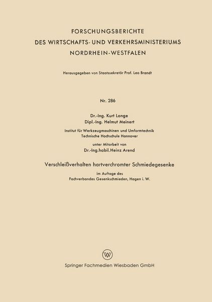 Produktbild: Verschlei&szlig;verhalten hartverchromter Schmiedegesenke im Auftage des Fachverbandes Gesenkeschmieden, Hagen i. W.