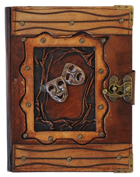 Produktbild: Corvus A170334 - Notizbuch mit Ledereinband und Metallverschluss, Motiv Theater, Blankopapier, Ma&szlig;e: ca.14x19cm