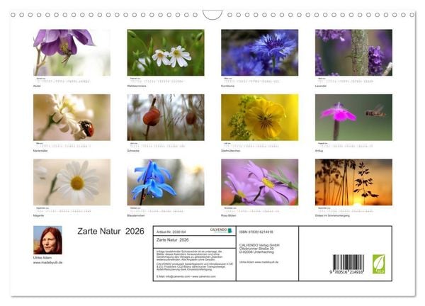 Produktbild: Zarte Natur 2026 (Wandkalender 2026 DIN A3 quer), CALVENDO Monatskalender