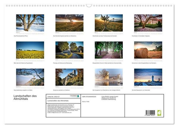 Produktbild: Landschaften des Altm&uuml;hltals (Wandkalender 2027 DIN A2 quer), CALVENDO Monatskalender