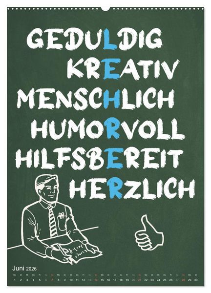 Produktbild: Coole Lehrerspr&uuml;che (Wandkalender 2026 DIN A2 hoch), CALVENDO Monatskalender