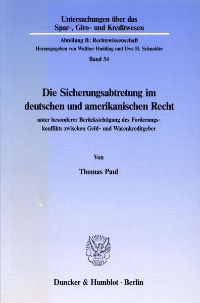 Produktbild: Die Sicherungsabtretung im deutschen und amerikanischen Recht
