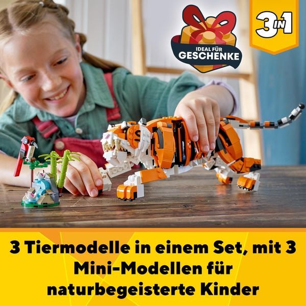 Produktbild: LEGO Creator 3in1 31129 Majestätischer Tiger, Tierfiguren-Set für Kinder