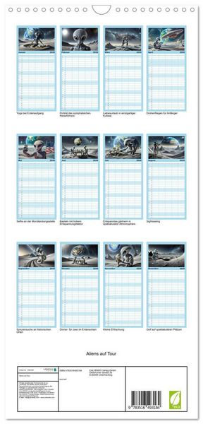 Produktbild: Familienplaner 2026 - Aliens auf Tour mit 5 Spalten (Wandkalender, 21 x 45 cm) CALVENDO