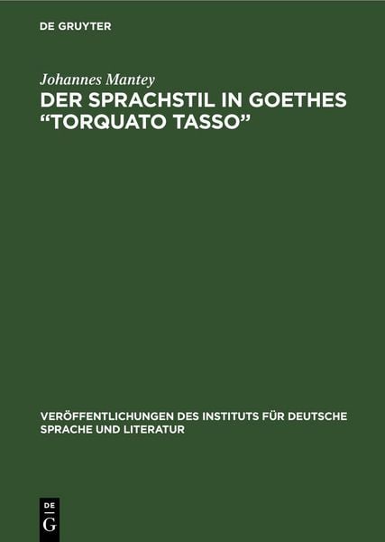 Produktbild: Der Sprachstil in Goethes &bdquo;Torquato Tasso &ldquo;