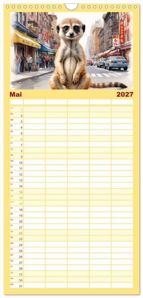 Produktbild: Familienplaner 2027 - Erdm&auml;nnchen in New York City mit 5 Spalten (Wandkalender, 21 x 45 cm) CALVENDO
