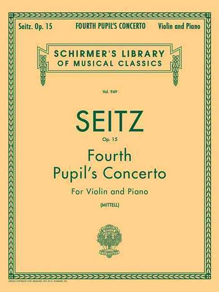 Produktbild: Pupil's Concerto No. 4 in D, Op. 15: Schirmer Library of Classics Volume 949 Piano Reduction and Part