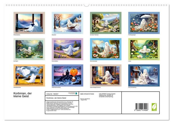 Produktbild: Korbinian, der kleine Geist (hochwertiger Premium Wandkalender 2026 DIN A2 quer), Kunstdruck in Hochglanz