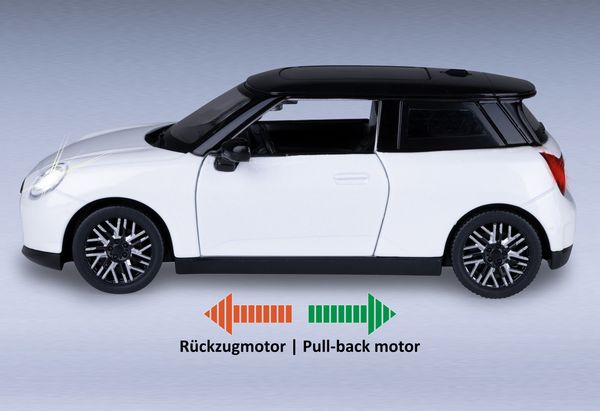 Produktbild: BMW Mini Cooper Diecast 1:28 wei&szlig; inkl. Knopfzellen