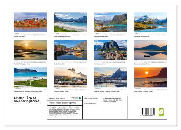 Produktbild: Lofoten - &Icirc;les de r&ecirc;ve norv&eacute;giennes (Calendrier mural 2026 DIN A2 vertical) calendrier de bureau