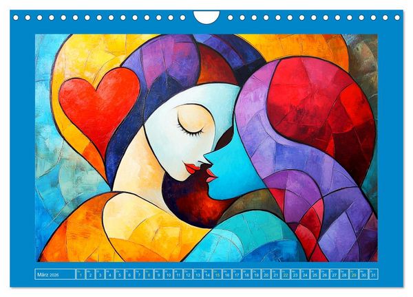 Produktbild: Liebe und Gl&uuml;ck. Abstrakte Kunst im &Ouml;lbilder-Stil (Wandkalender 2026 DIN A4 quer), CALVENDO Monatskalender