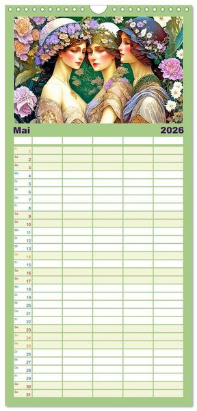 Produktbild: Familienplaner 2026 - Art Deco Freundinnen mit 5 Spalten (Wandkalender, 21 x 45 cm) CALVENDO