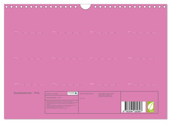 Produktbild: Bastelkalender - Pink (Wandkalender 2027 DIN A4 quer), CALVENDO Monatskalender