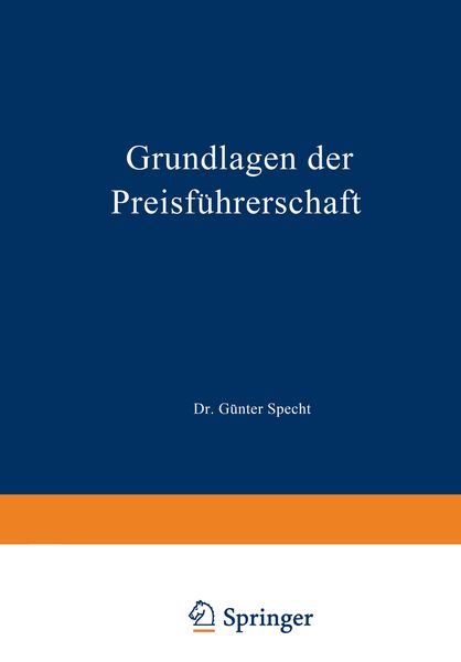 Produktbild: Grundlagen der Preisf&uuml;hrerschaft