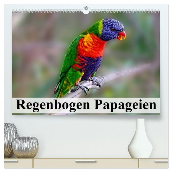 Produktbild: Regenbogen Papageien (hochwertiger Premium Wandkalender 2026 DIN A2 quer), Kunstdruck in Hochglanz