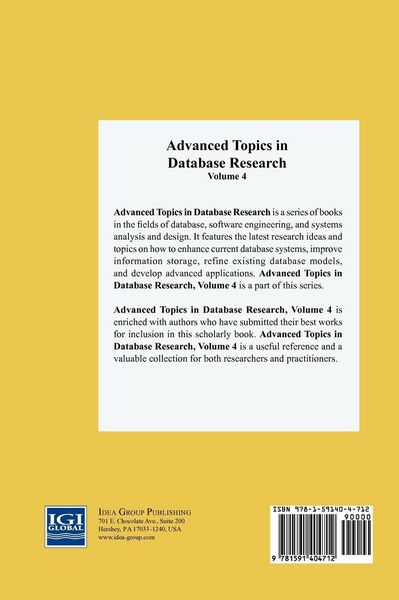 Produktbild: Advanced Topics in Database Research, Volume 4
