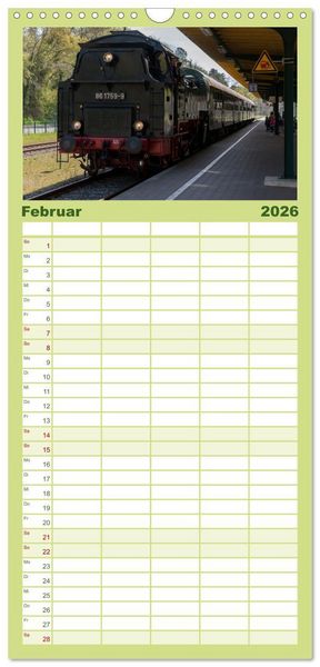 Produktbild: Familienplaner 2026 - Dampflok auf Usedom mit 5 Spalten (Wandkalender, 21 x 45 cm) CALVENDO