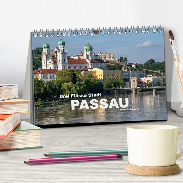 Produktbild: Drei Fl&uuml;sse Stadt Passau (Tischkalender 2026 DIN A5 quer), CALVENDO Monatskalender