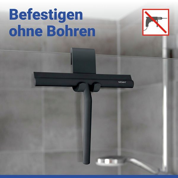 Produktbild: Duschabzieher Mod. Mola Schwarz, aus Edelstahl, ummantelt mit Silikon