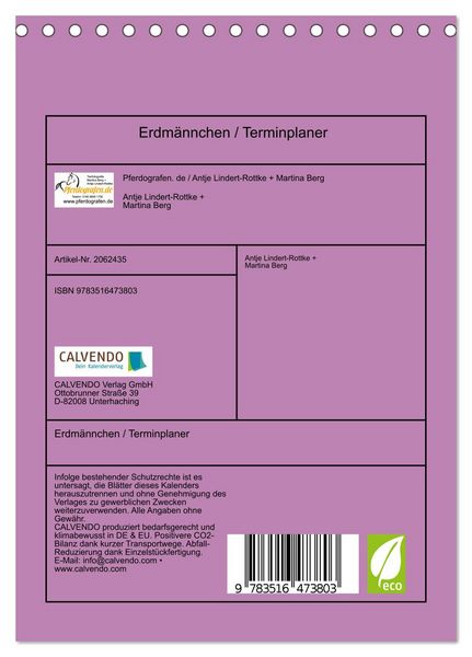 Produktbild: Erdm&auml;nnchen / Terminplaner (Tischkalender 2026 DIN A5 hoch), CALVENDO Monatskalender