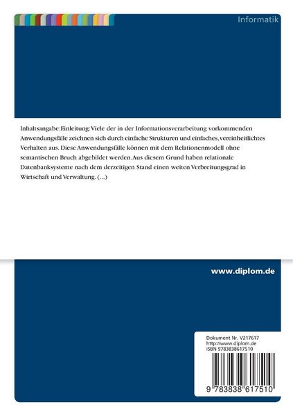Produktbild: Verkn&uuml;pfung von objektorientierter Modellierung mit relationalen Datenbanken